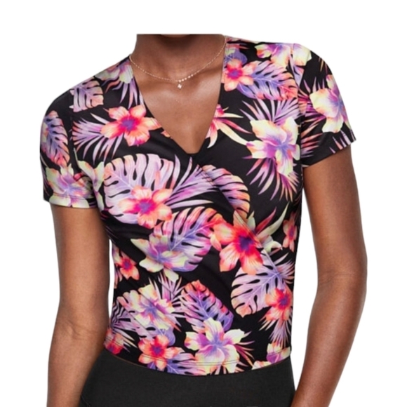 NEW Victoria's Secret Pink tropical Ultimate Wrap Top, Size Medium - Picture 1 of 6
